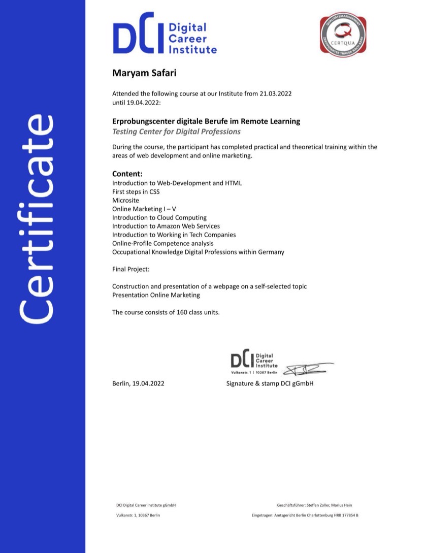 Zertifikat Lenovo & DCI Digital Talents Programm